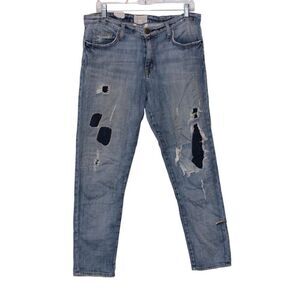 CURRENT/ELLIOTT The Stilletto Shipwreck Destroy Mid-Rise Jeans Size 30